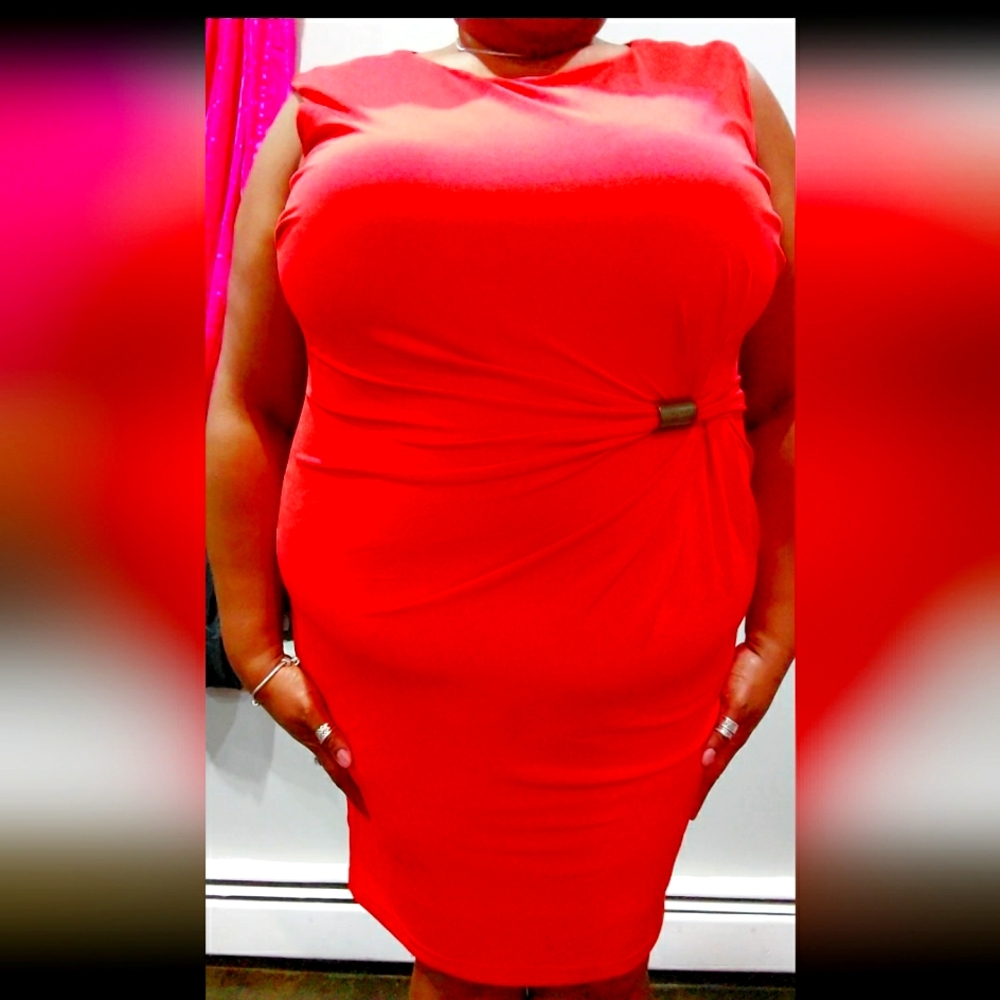 💲🖐🏾/SANDRA DARREN plus size women's orange dress 20W
